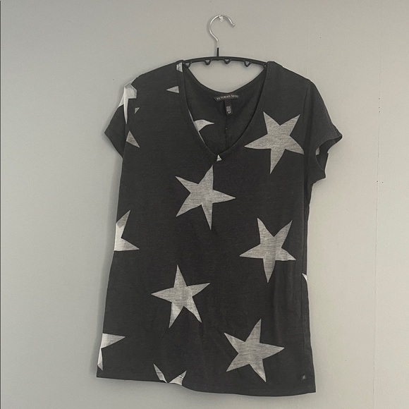 Victoria's Secret Black and Seethrough Star Short Sleeve Tee Size Small - Picture 1 of 6